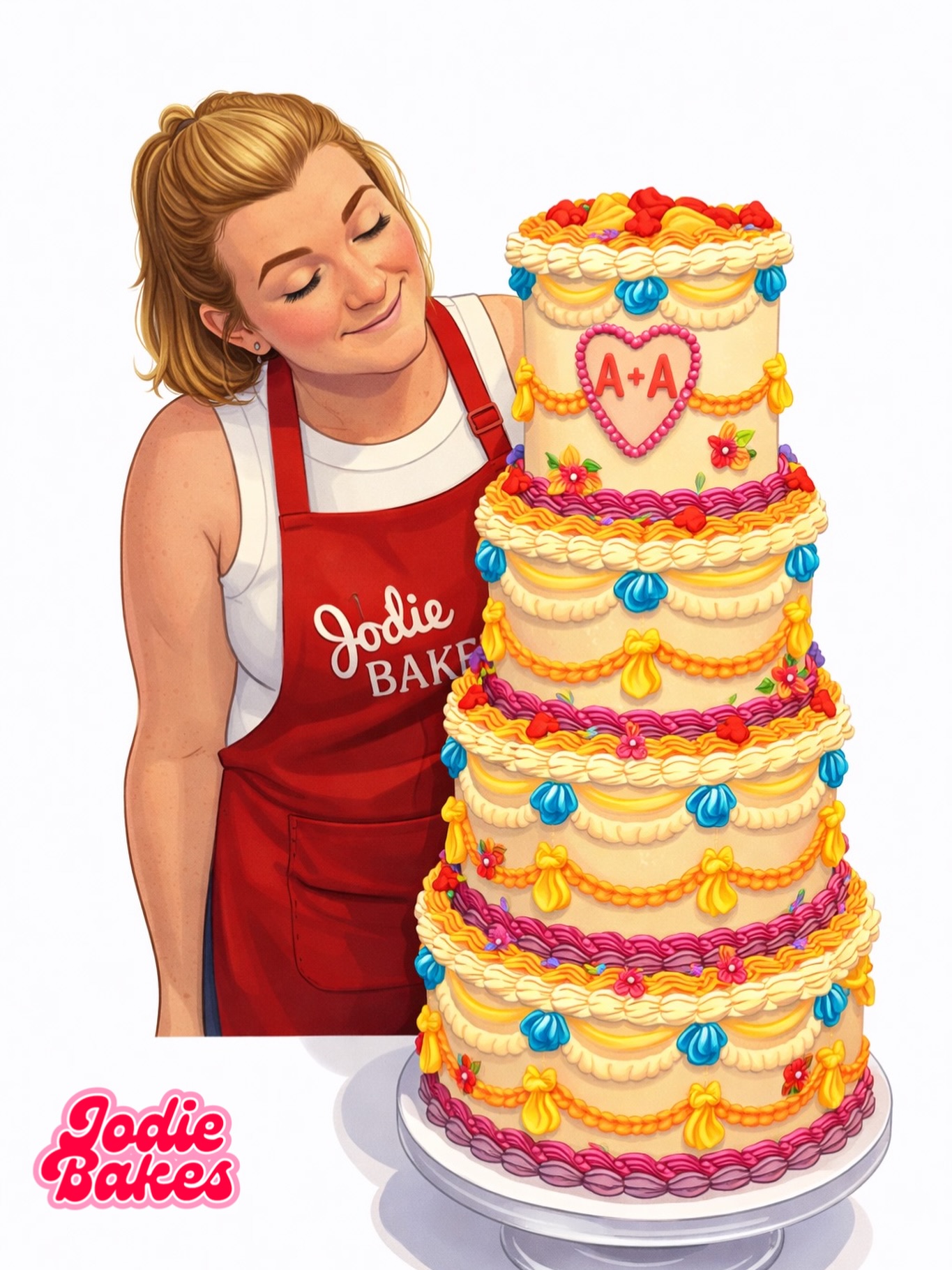 Made myself a cartoon version. This was A&As wedding cake, and it was a gorgeous thing to create for them! 

Handcrafted bakes designed to impress 💅✨
Order online ↓
🌐 jodiebakes.co.uk